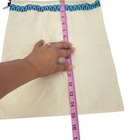 Tory Burch Cream Canvas Drawstring Pouch - Picture 7 of 8